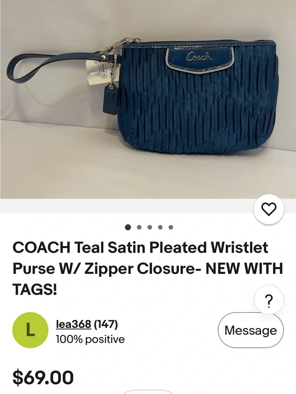 Coach teal satin